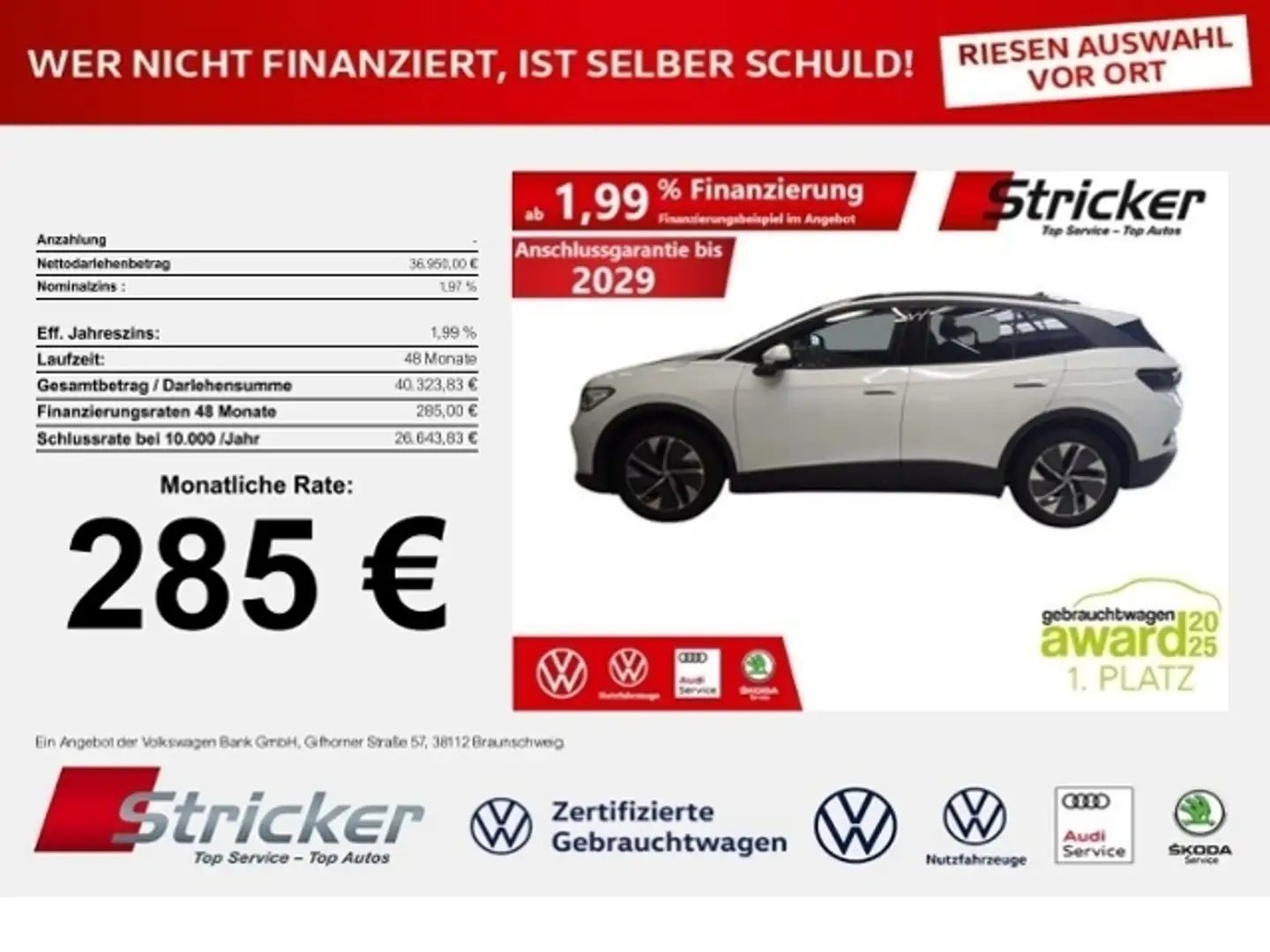 Volkswagen ID.4 Pro 210/77 285,-ohne Anzahlung Navi IQ.Light Wärm Weiß - 1