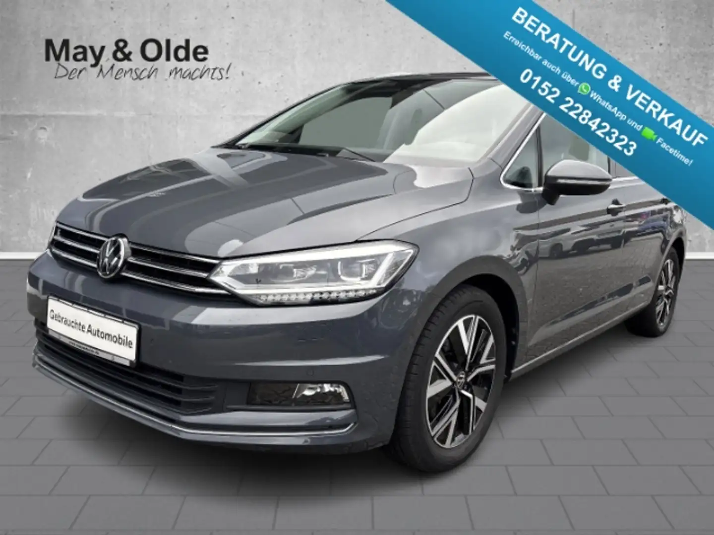 Volkswagen Touran 2.0 TDI Highline AHK Navi Leder LED ACC RFK Grau - 1
