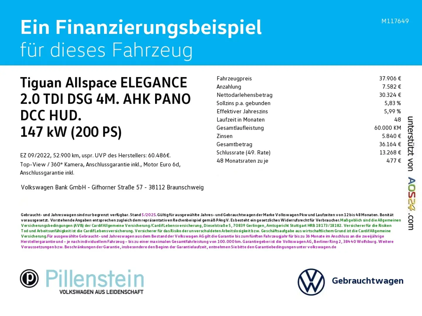 Volkswagen Tiguan Allspace ELEGANCE 2.0 TDI DSG 4M. AHK PANO DCC HUD. Grau - 2