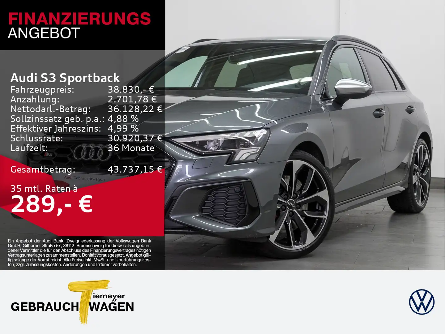 Audi S3 2.0 TFSI Q LM19 KAMERA NAVI+ SITZHZ Grau - 1