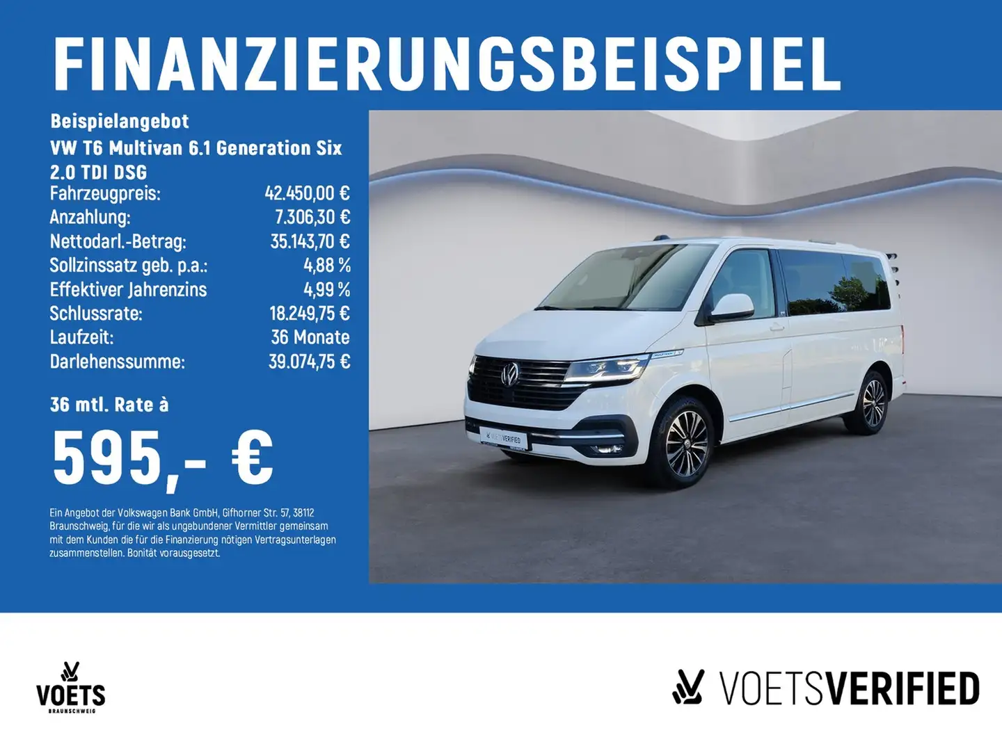 Volkswagen T6 Multivan 6.1 Generation Six 2.0 TDI DSG LED+ACC+PDC Weiß - 2