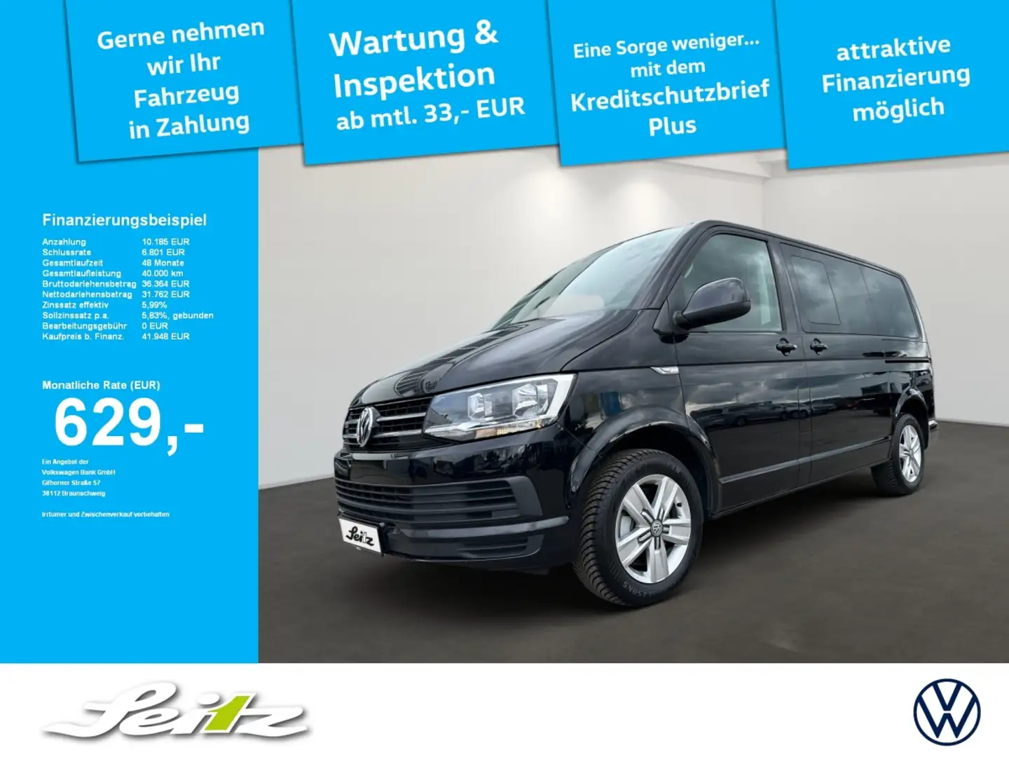Volkswagen T6 Multivan 2.0 TDI 4M KR Comfortline *AHK*NAVI*KAMERA* Schwarz - 1