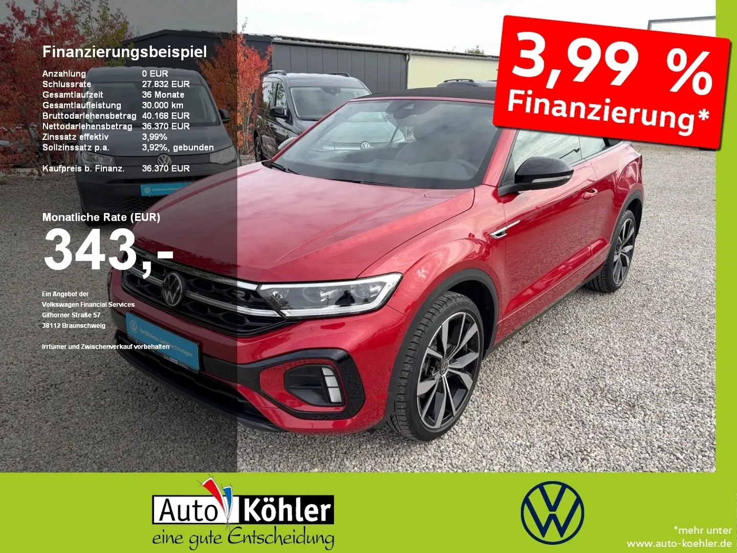 Volkswagen T-Roc Cabriolet R-Line TSi DSG Black+CarPlay+ACC Rot - 1