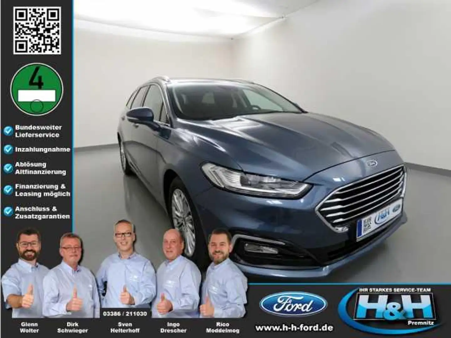Ford Mondeo Turnier 2.0 Aut 4x4 Titanium LED+AHK Blau - 1