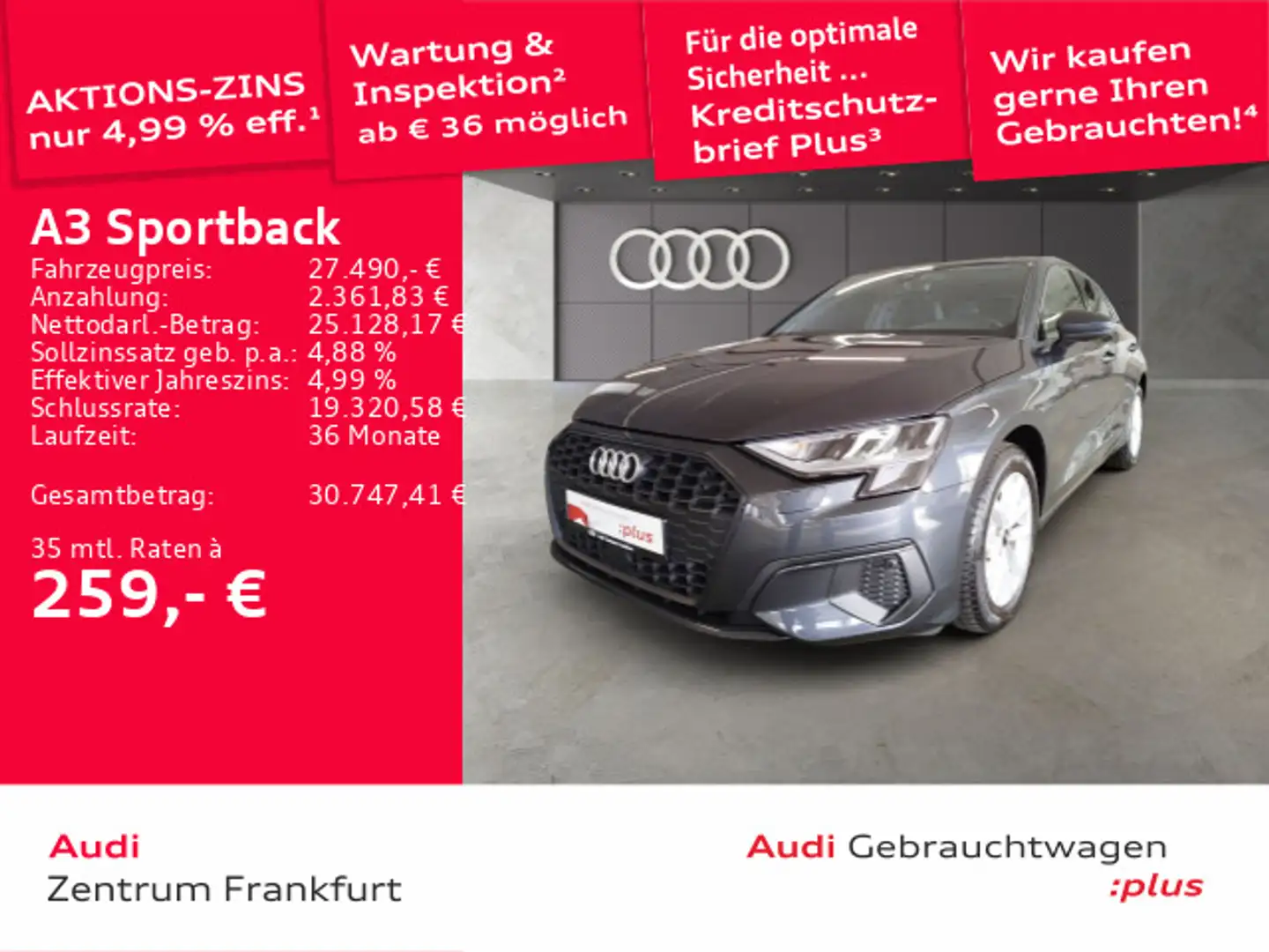 Audi A3 35 TFSI S tronic Navi Tempomat DAB Grau - 1