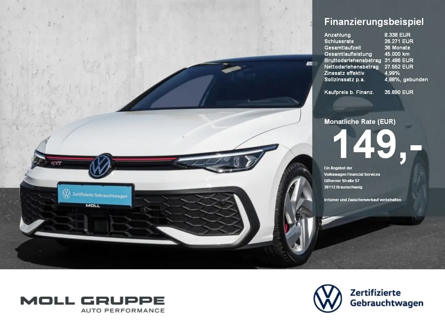 Volkswagen Golf GTI 2.0 TSI DSG NAVI LED LM ACC HUD FLA Weiß - 1