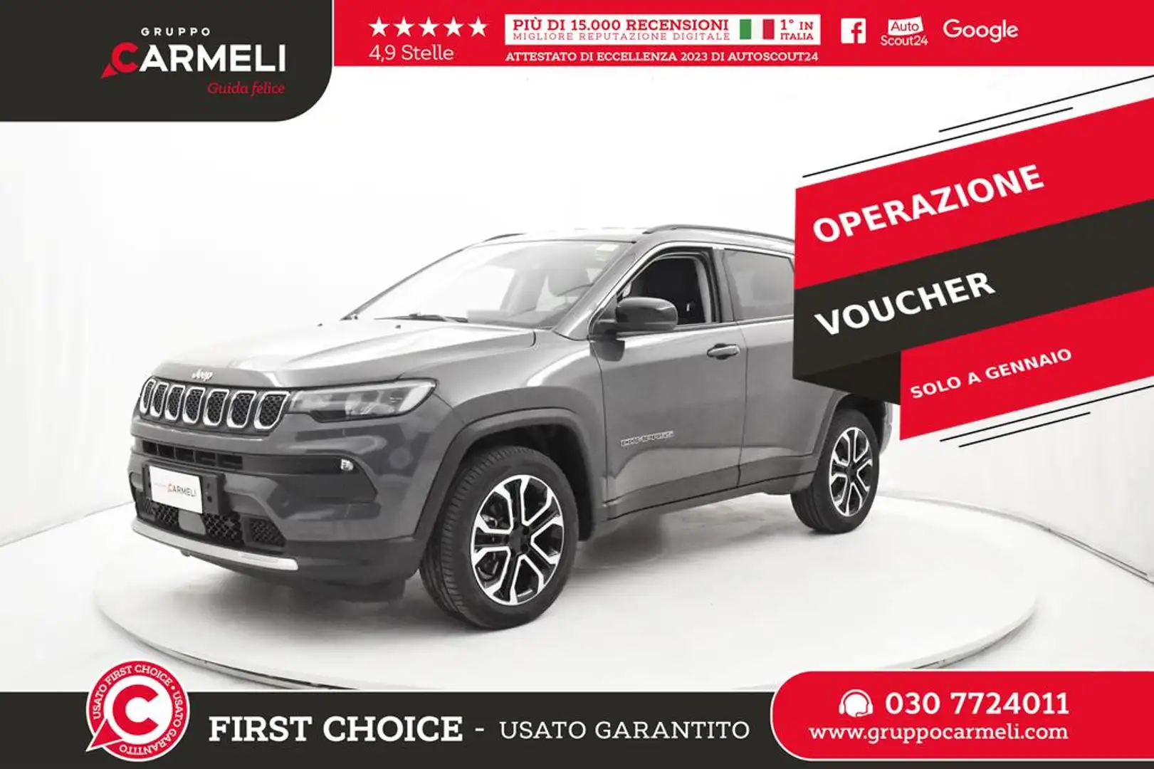 Jeep Compass 1.5 turbo t4 mhev Limited 2wd 130cv ddct Gris - 1