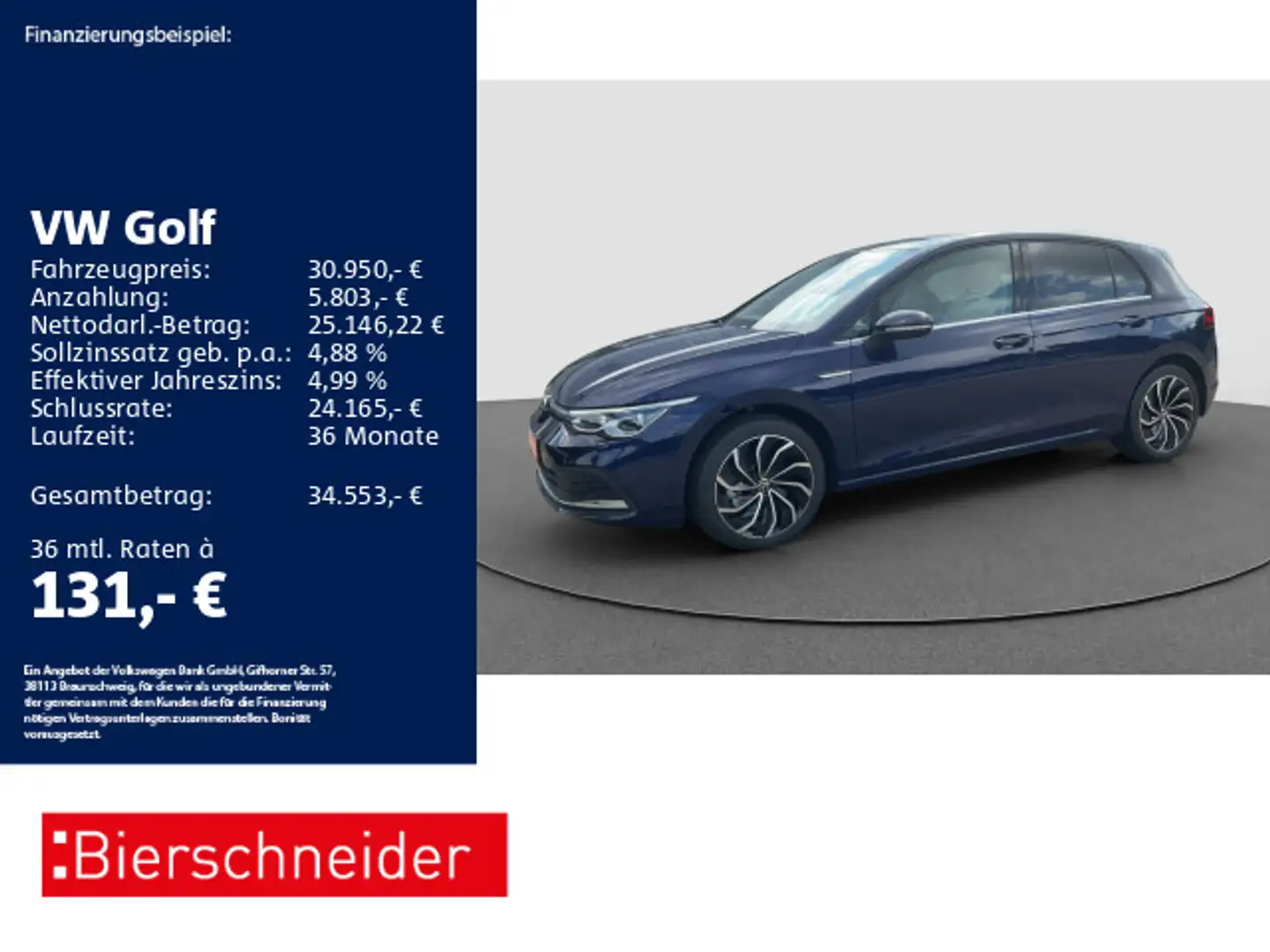Volkswagen Golf 8 2.0 TDI DSG Style AHK PANO MATRIX STAND Blau - 1