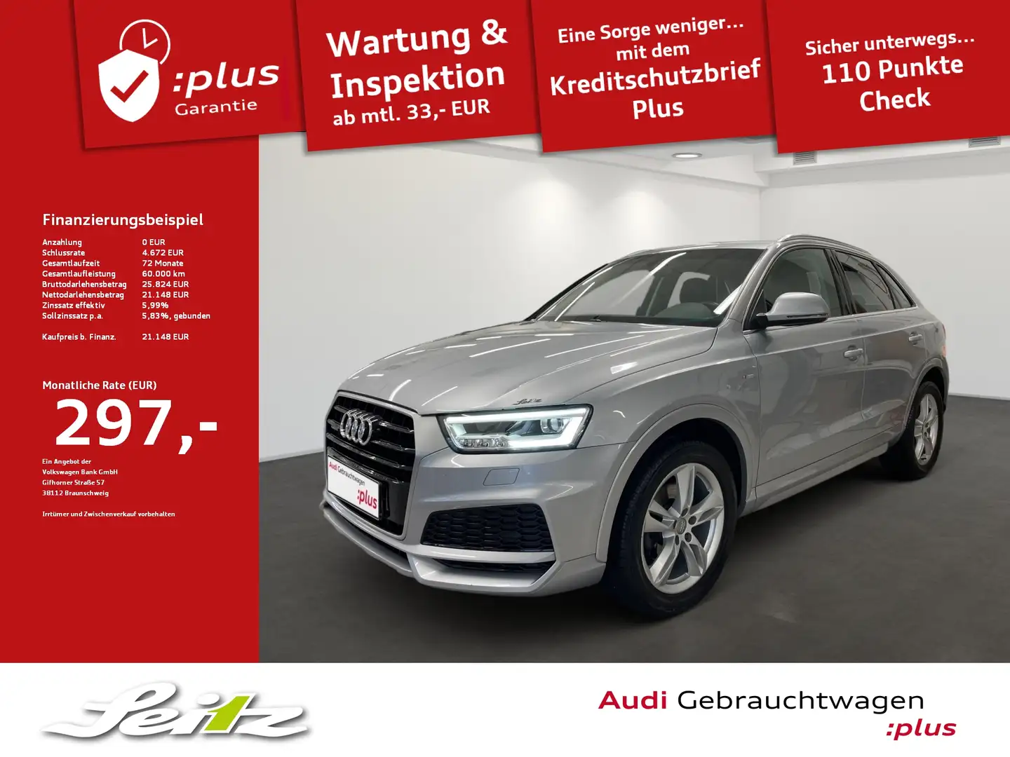 Audi Q3 2.0 TDI quattro sport *LED*PDC*NAVI*SITZH* Argento - 1
