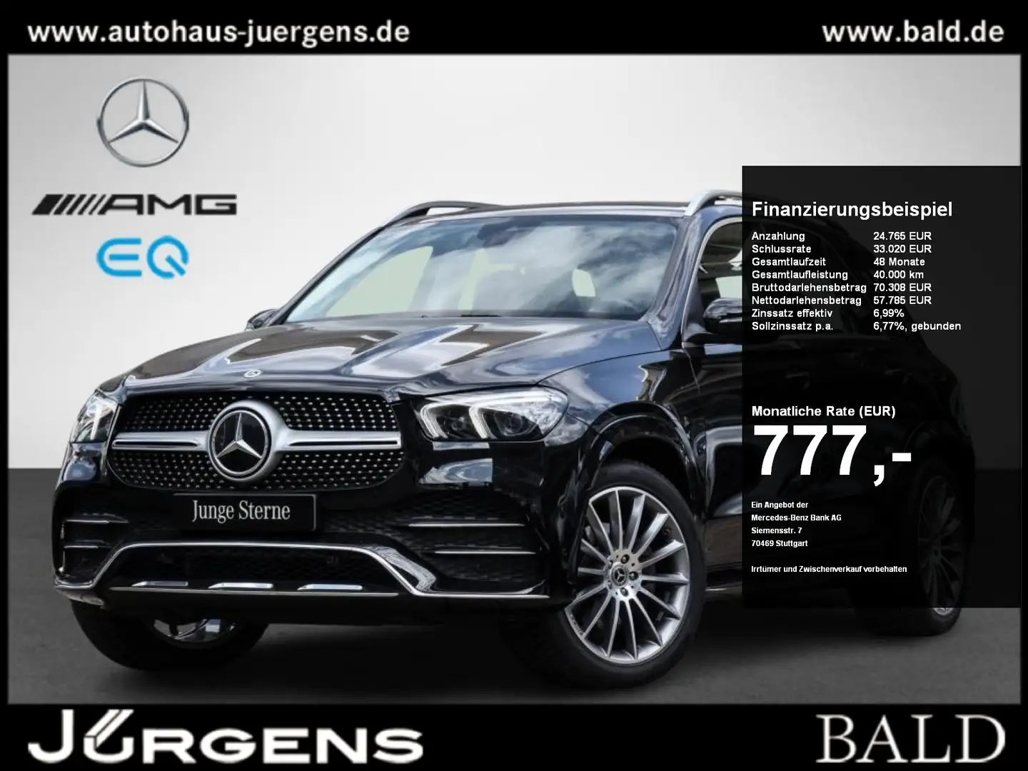 Mercedes-Benz GLE 400 d 4M AMG-Sport/Pano/AIRM/Memo/360/MLB/21 Schwarz - 1