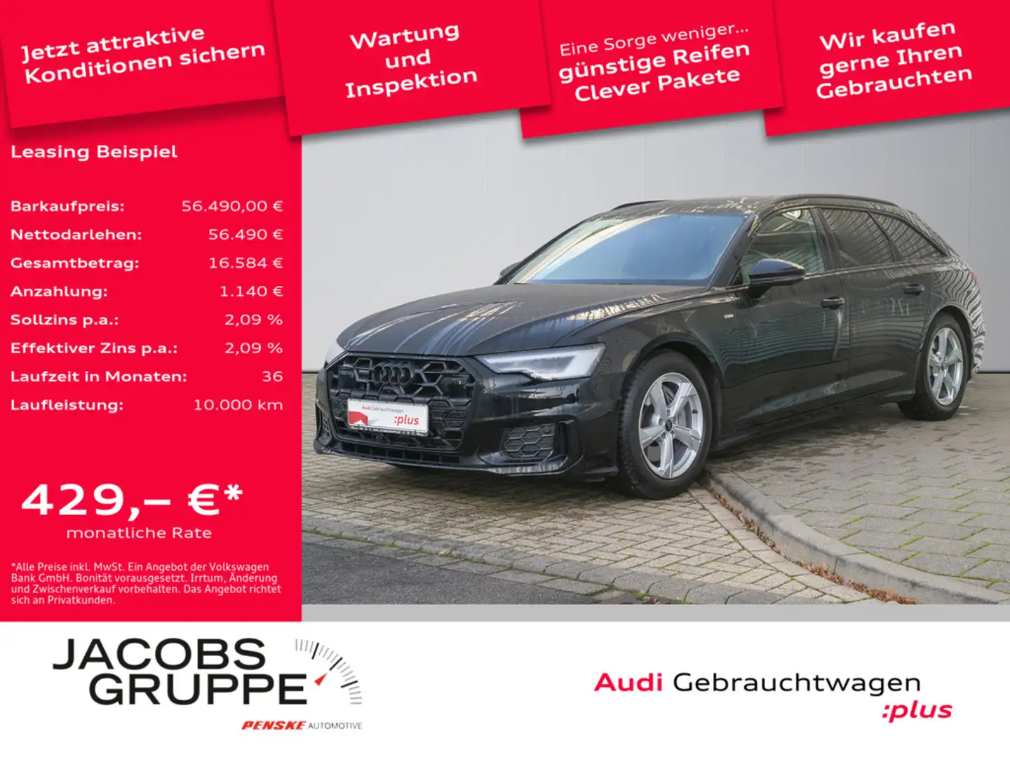 Audi A6 Avant 50 TDI quattro S line ACC*Matrix*HuD*AHK*360°*PANO Schwarz - 1