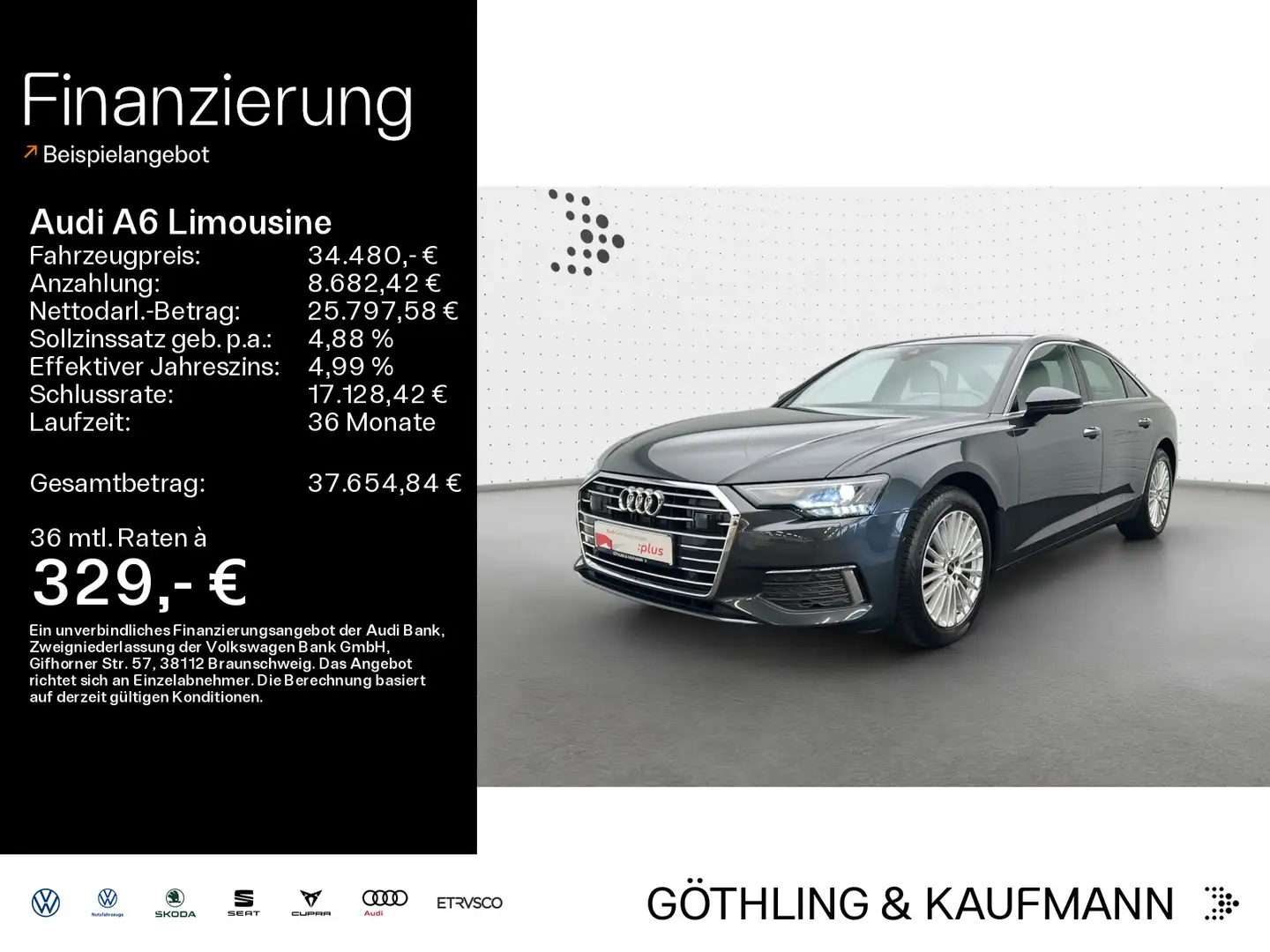 Audi A6 Design 40TDI S tronic*NAVI*LEDER*KA Grau - 1