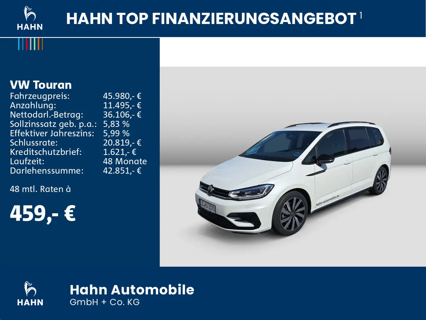 Volkswagen Touran R-Line 1,5 l TSI OPF 150 PS DSG AHK inkl. Blanco - 2