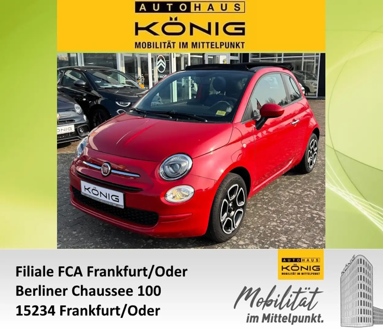 Fiat 500C 1.0 CLUB Klima Carplay PDC Bluetooth Rot - 1