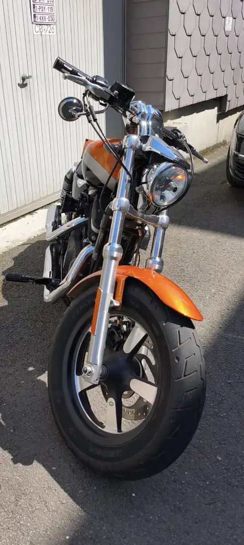 Harley-Davidson XL 1200 pots silencieux,selle pera,posé pieds avancé Orange - 1