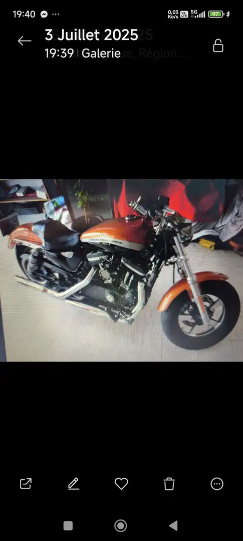 Harley-Davidson XL 1200 pots silencieux,selle pera,posé pieds avancé Orange - 2
