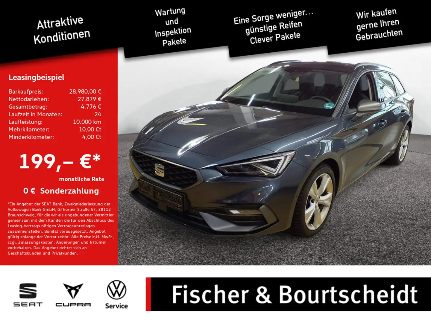 SEAT Leon Sportstourer 1.5 eTSI FR DSG NAV KAM LED Grau - 1