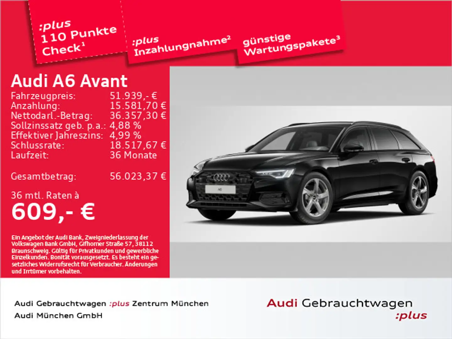 Audi A6 45 TDI qu. S tronic advanced AHK/Matrix Schwarz - 1