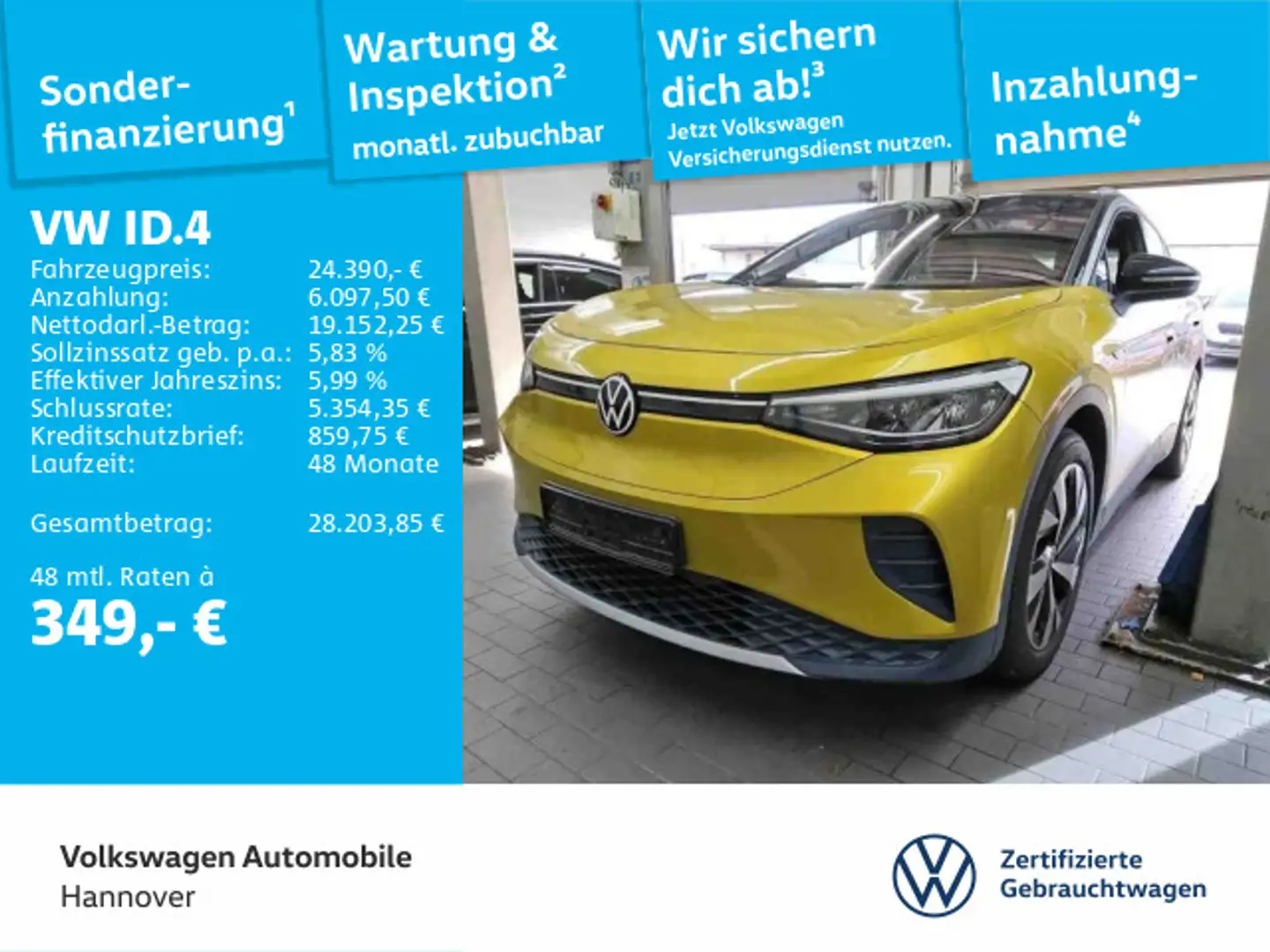 Volkswagen ID.4 Pro Performance 1st Navi AHK Kamera WP ACC Gelb - 1