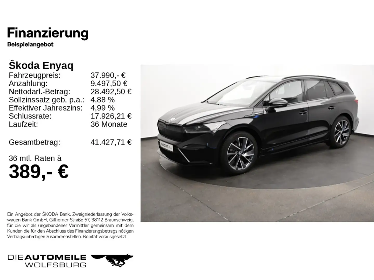 Skoda Enyaq iV 80 DSG Sportline Rückkam/Tempo/Multilen Schwarz - 2