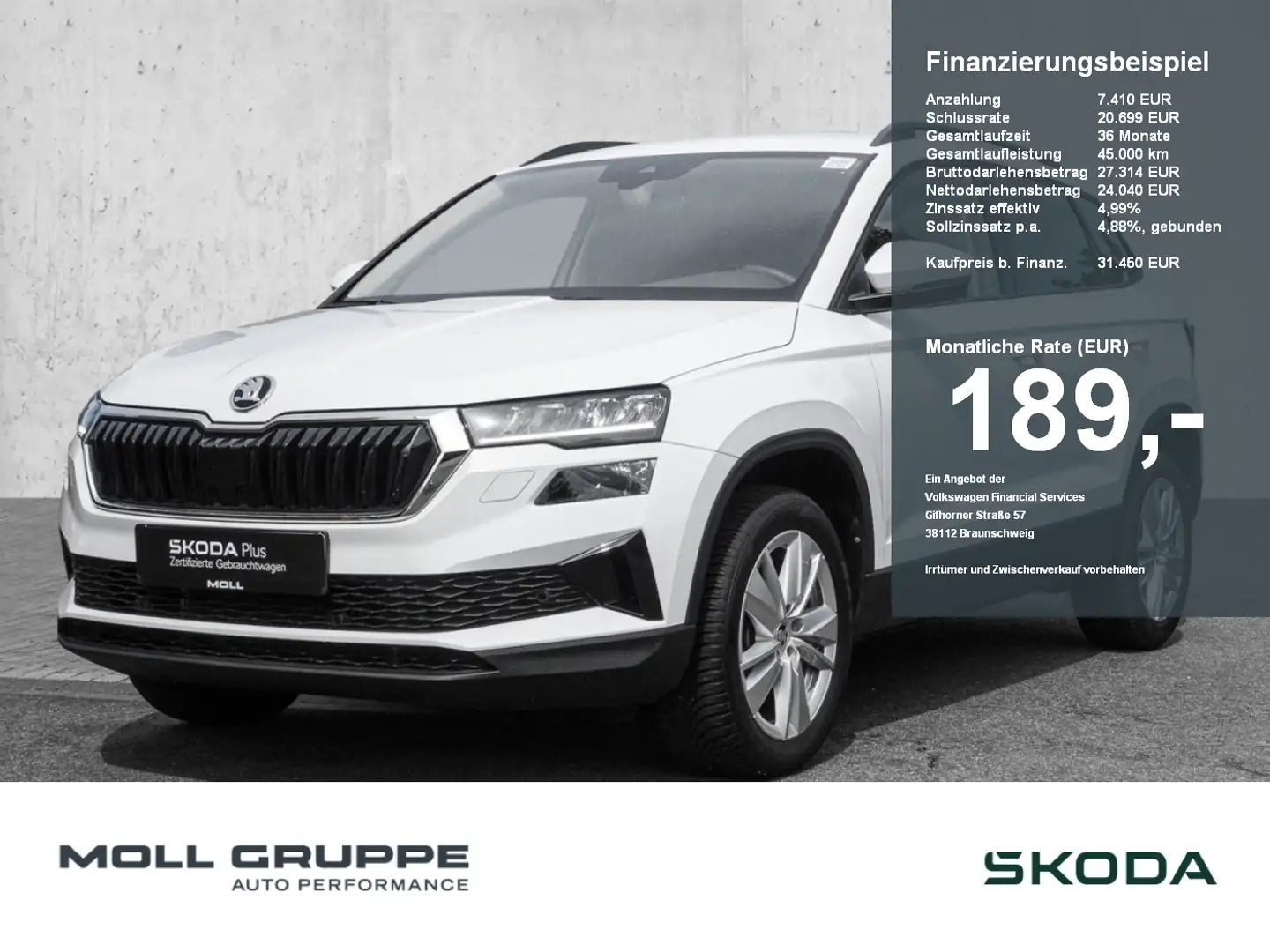 Skoda Karoq 1.5 TSI DSG Selection AUT DYNLICHT FLA KAM Weiß - 1