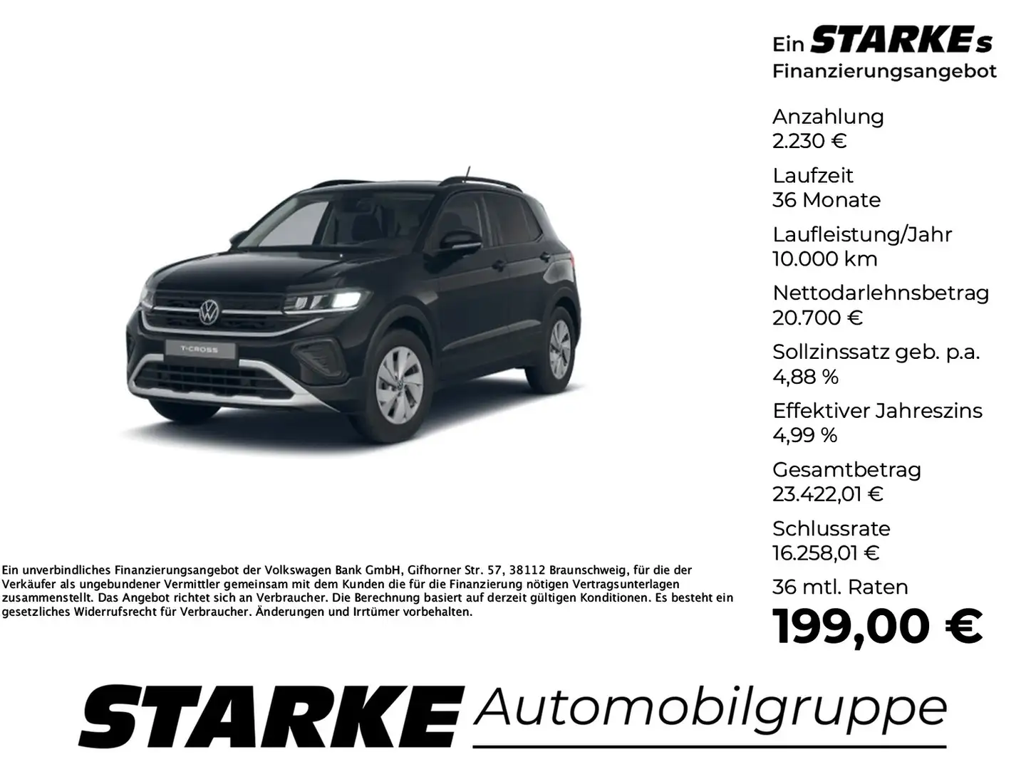 Volkswagen T-Cross 1.0 TSI Life Schwarz - 1