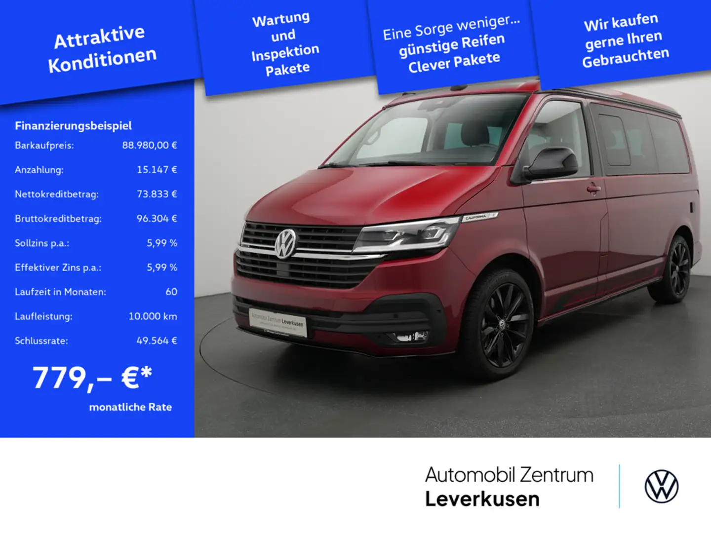 Volkswagen T6.1 California TDI Beach Tour Edition STANDH Rot - 1