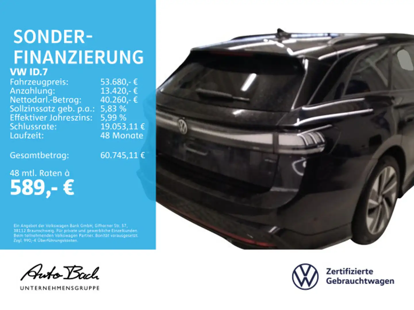 Volkswagen ID.7 Tourer GTX Navi LED HuD ACC CarPlay EPH AHK Schwarz - 2