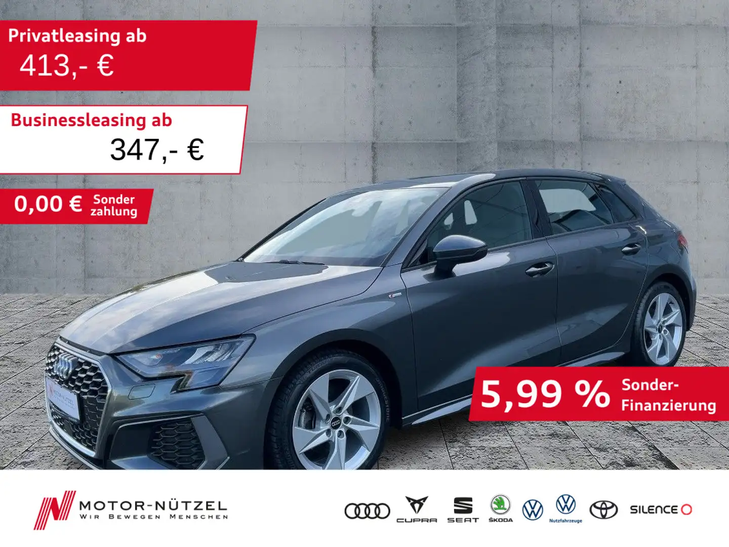 Audi A3 35 TDI S-TR S-LINE NAVI+PDC+GRA+SHZ Grau - 1