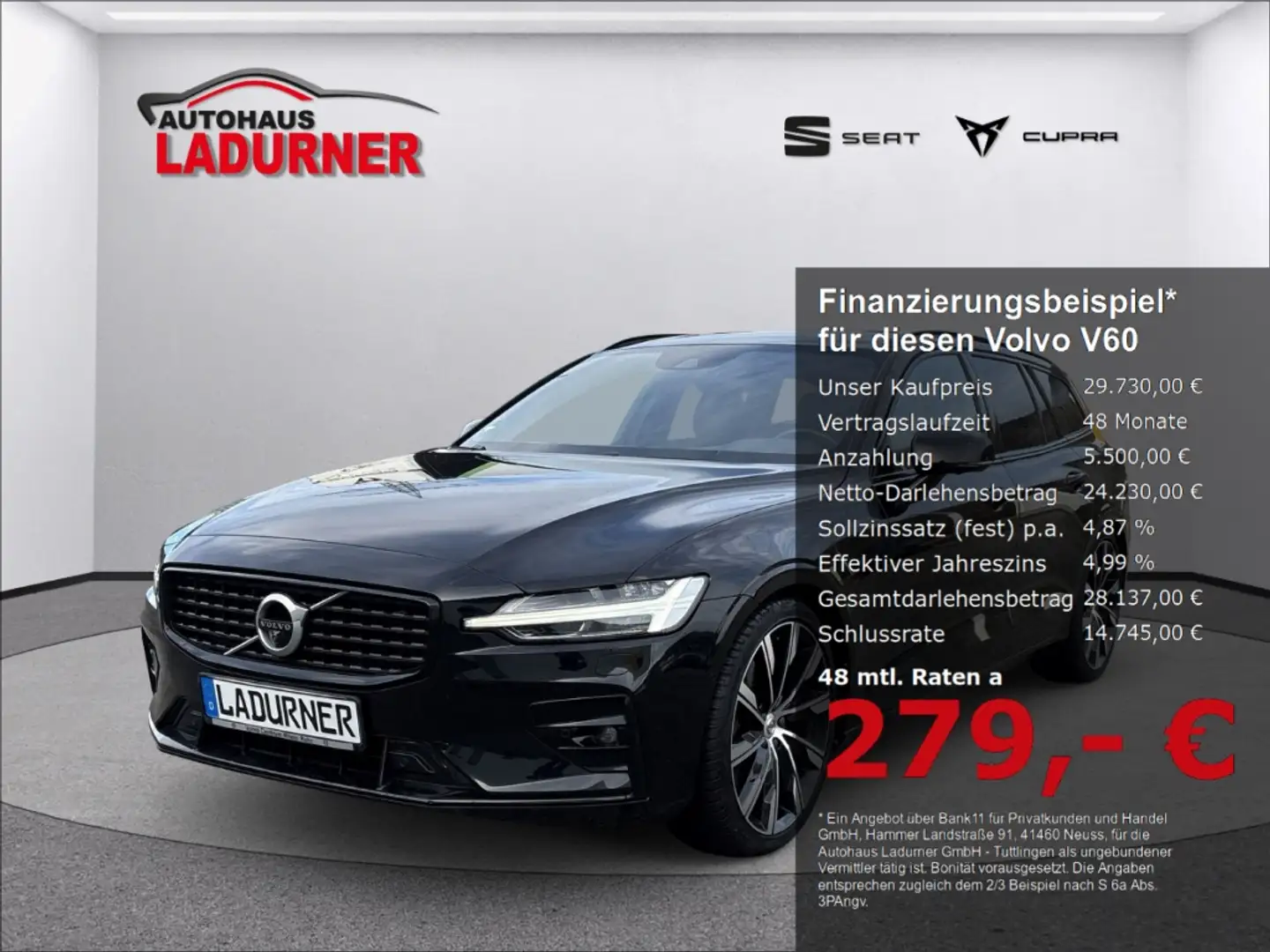 Volvo V60 Kombi R Design AWD *StandHZG+AHK+Memory Sitze* Zwart - 1