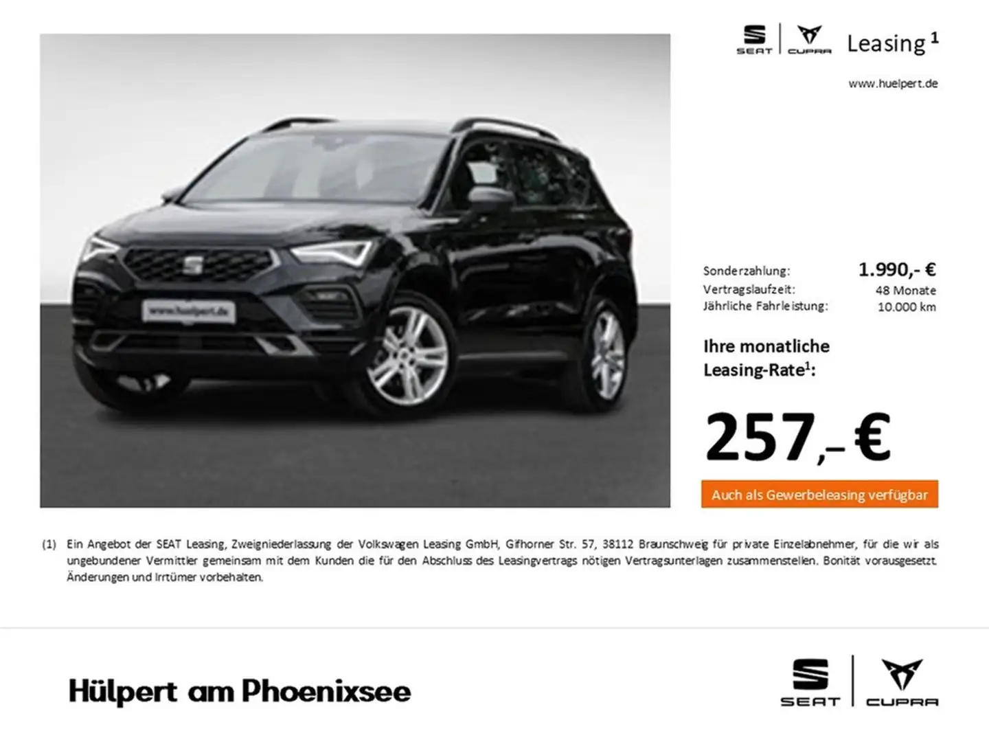 SEAT Ateca 2.0 FR BEATS CAM ACC LM18 NAVI SITZHEIZUNG Zwart - 1