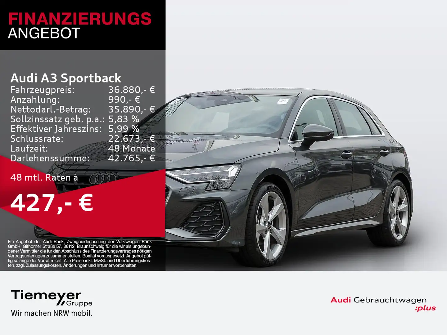 Audi A3 35 TDI S LINE PANO MATRIX ACC LM18 Grau - 1