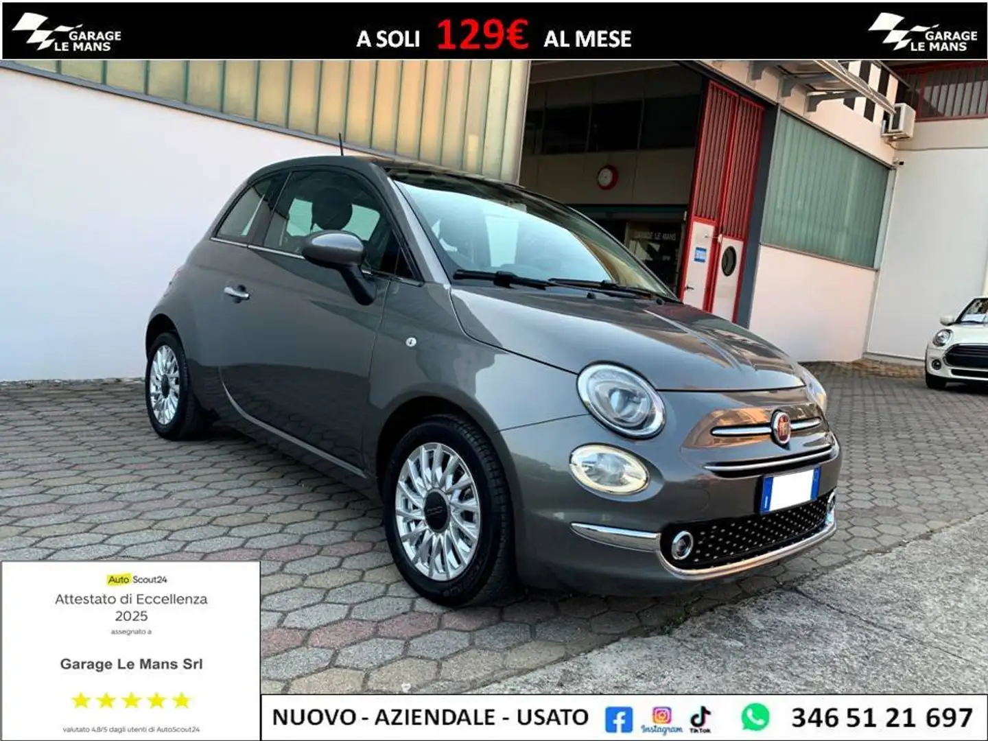 Fiat 500 1.3 MJT LOUNGE NEOPATENTATO TETTO Gris - 1