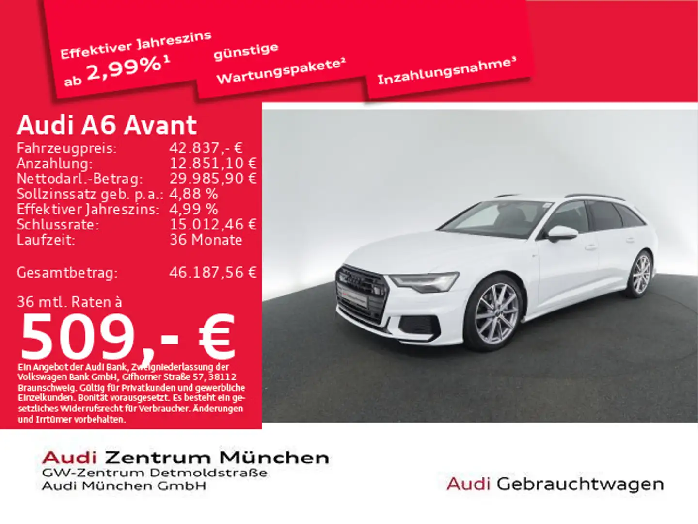 Audi A6 45 TFSI S tronic sport S line AHK/B&O/H Weiß - 1
