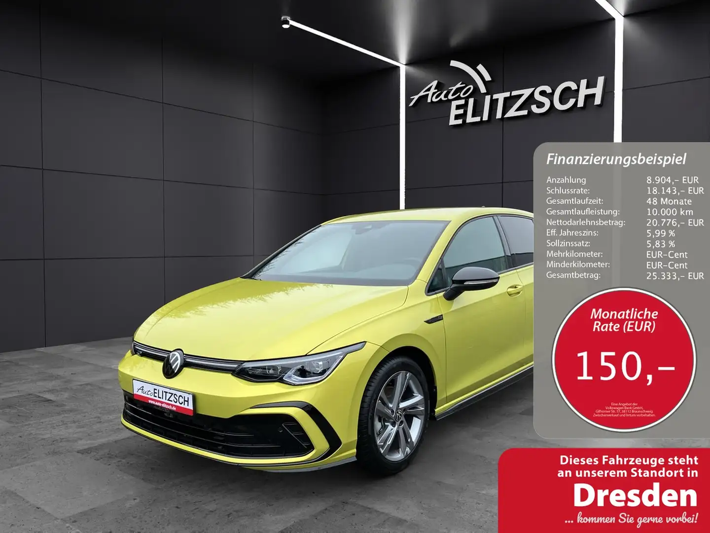 Volkswagen Golf VIII 1.5 TSI R-Line DSG LED+ ACC RFK NAVI Trave... Gelb - 1