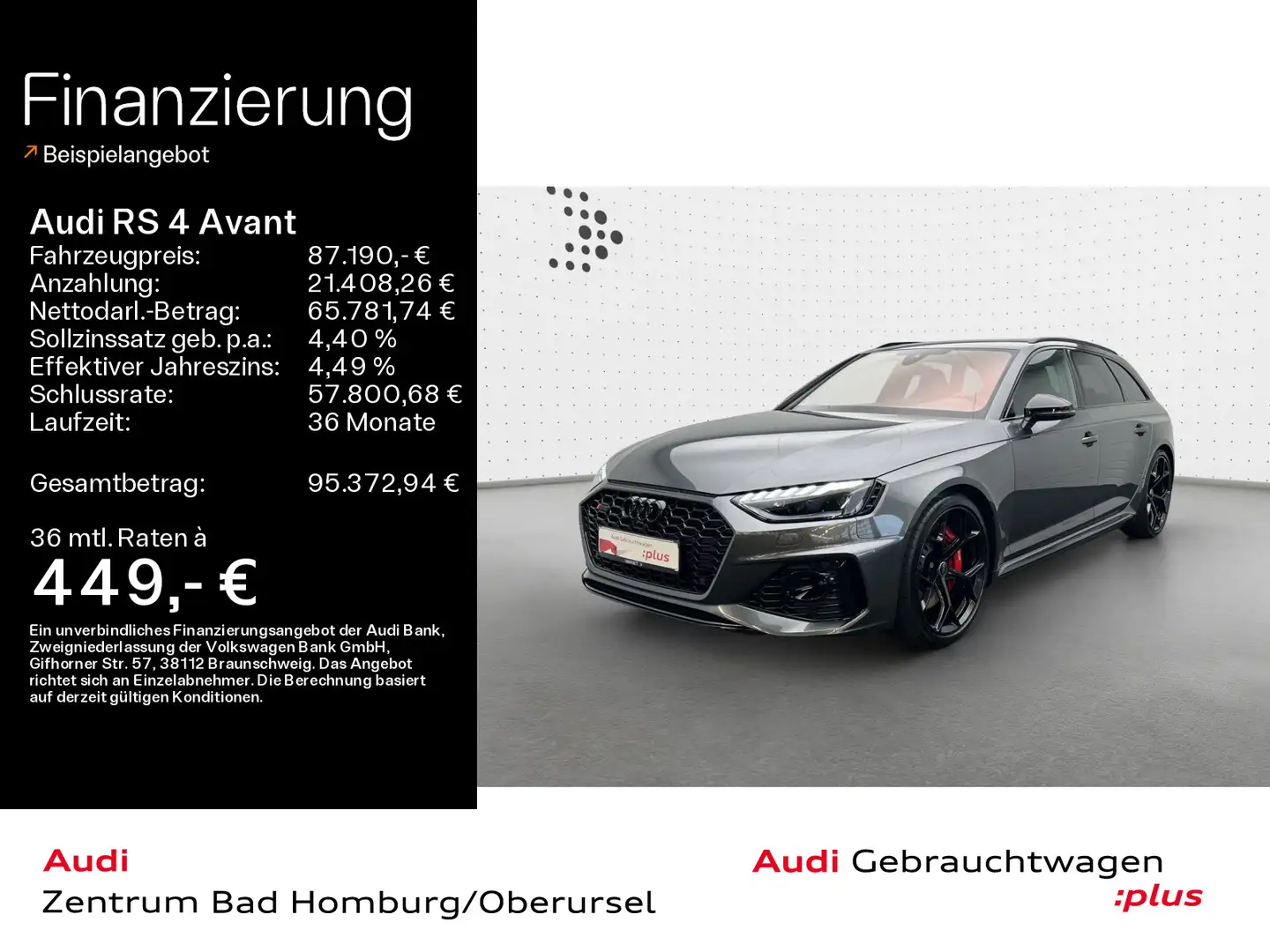 Audi RS4 *Schalensitze*HeadUp*Stadt/Tour*Pano*B Gris - 1