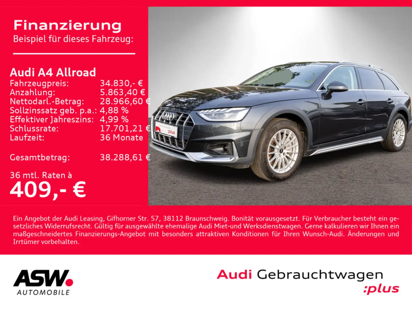 Audi A4 allroad A4 allroad quattro 45TFSI NAVI MATRIX AHK B&O VC Grau - 1