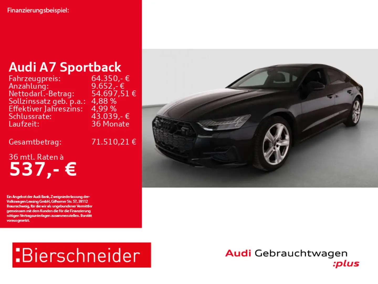Audi A7 50 TDI qu AHK HD-MATRIX PANO HuD CA Noir - 1