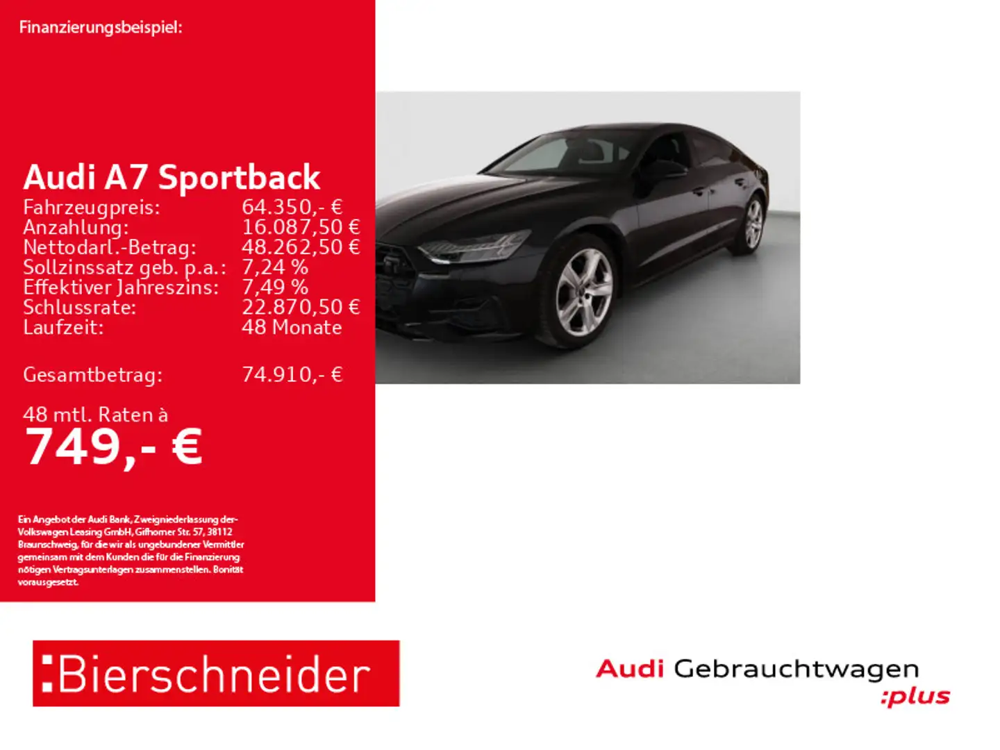 Audi A7 50 TDI qu AHK HD-MATRIX PANO HuD CA Schwarz - 1