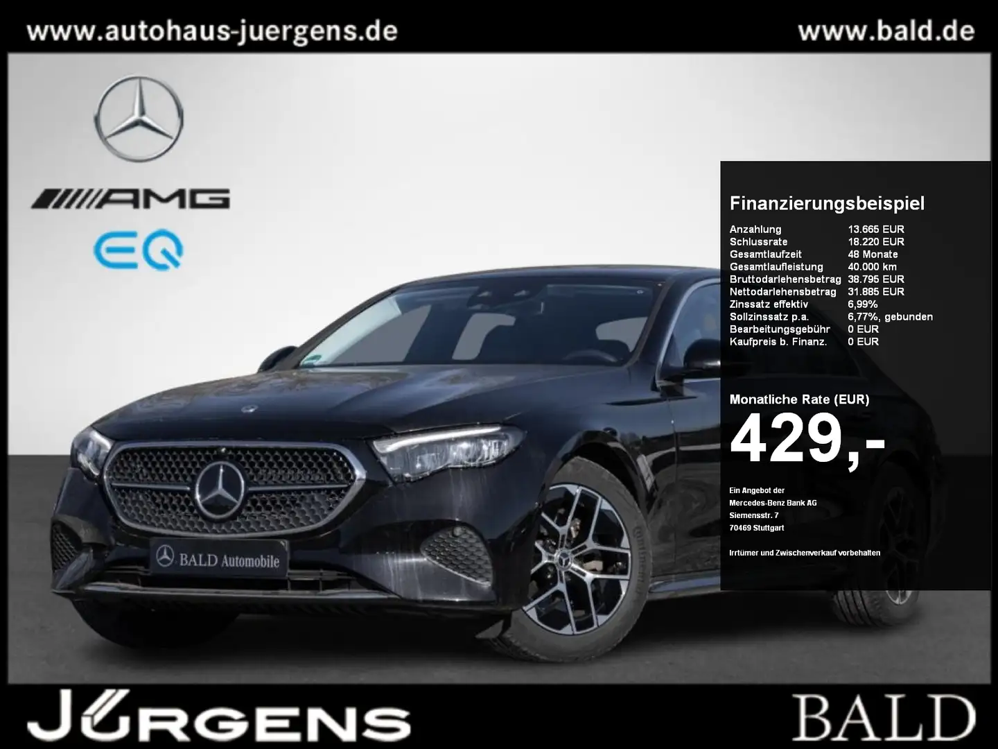 Mercedes-Benz E 220 d Avantgarde/Wide/LED/Burm4D/CarPlay/18" Чорний - 1