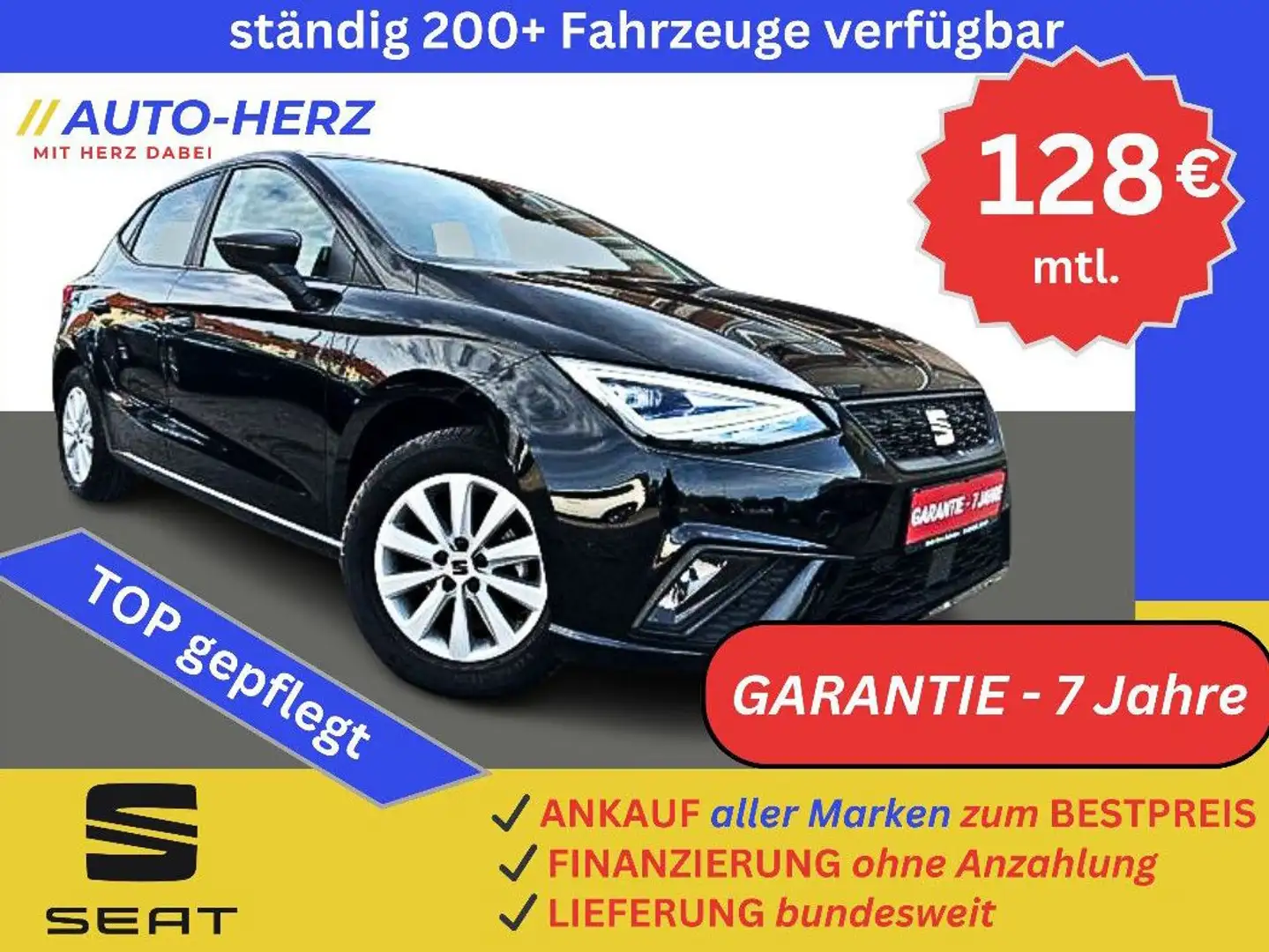 SEAT Ibiza Style 5-Trg+Navi+PDC+Klimaauto+DAB+Sitzhzg Schwarz - 1