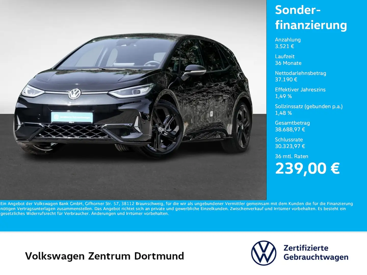 Volkswagen ID.3 GTX WÄRMEPUMPE CAM ACC LM20 NAVI CARPLAY Zwart - 1