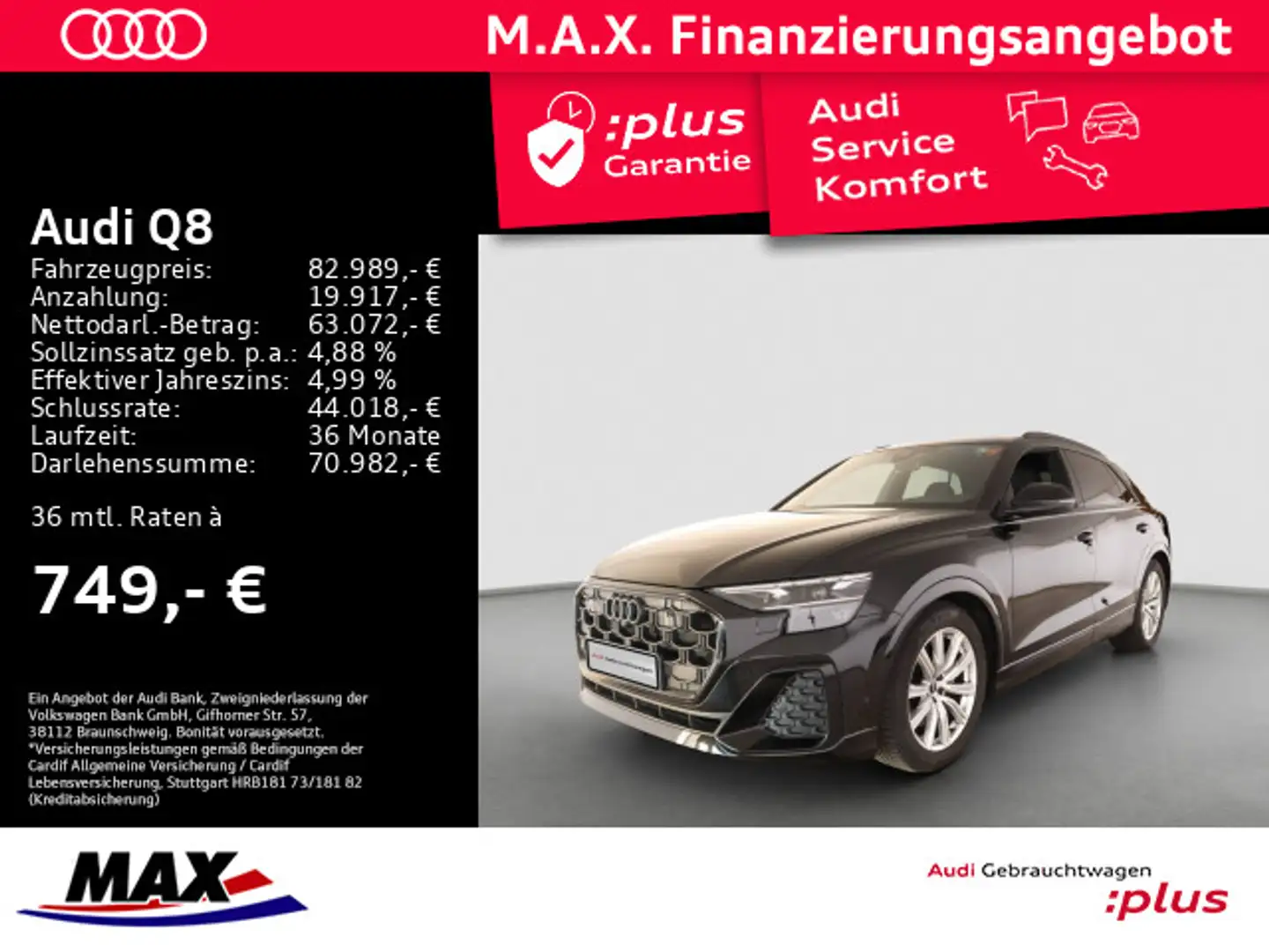 Audi Q8 50 TDI QUATT S LINE MATRIX+LUFT+PANO+AHK+HUD+ Schwarz - 1