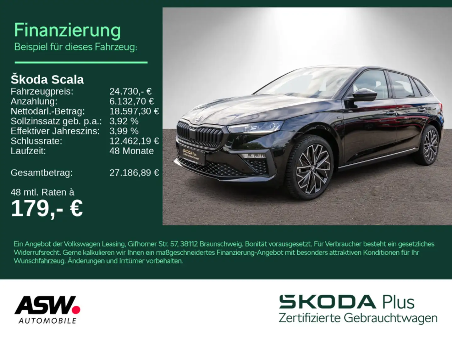Skoda Scala Selection 1.5TSI 6-Gang Nav LED VC SHZ RFK Noir - 1
