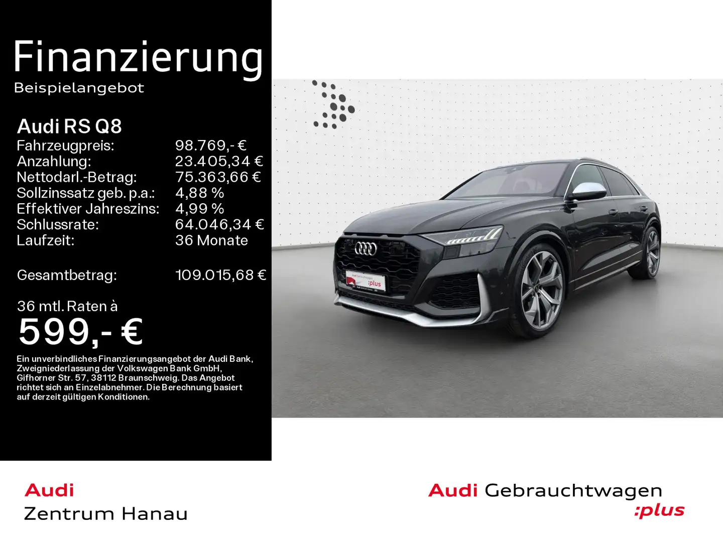Audi RS Q8 *PANO*AHK*HD-MATRIX*B&O*RS-AGA*HUD*23ZOLL Grau - 1