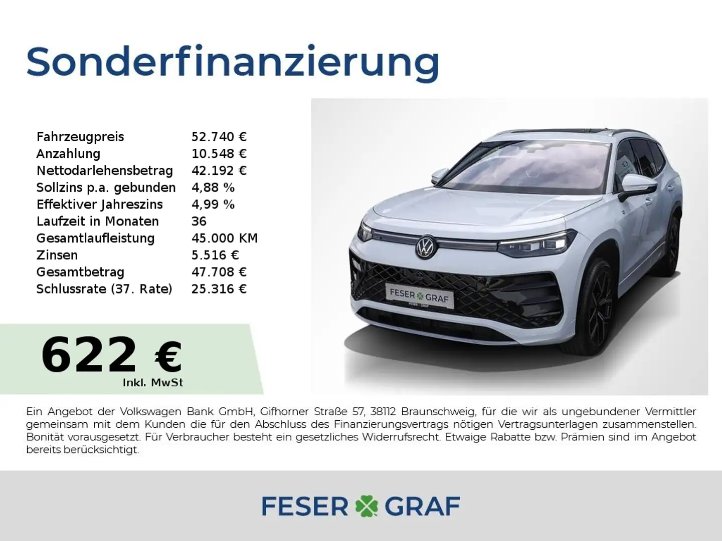 Volkswagen Tayron 2.0 TDI 4M R-Line AHK Matrix Pano Standh. Blanc - 1