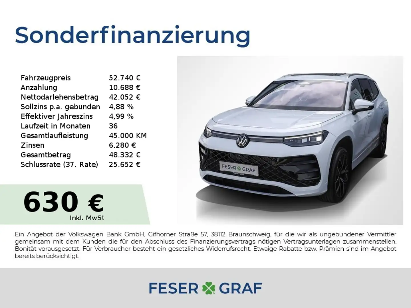 Volkswagen Tayron 2.0 TDI 4M R-Line AHK Matrix Pano Standh. Weiß - 1