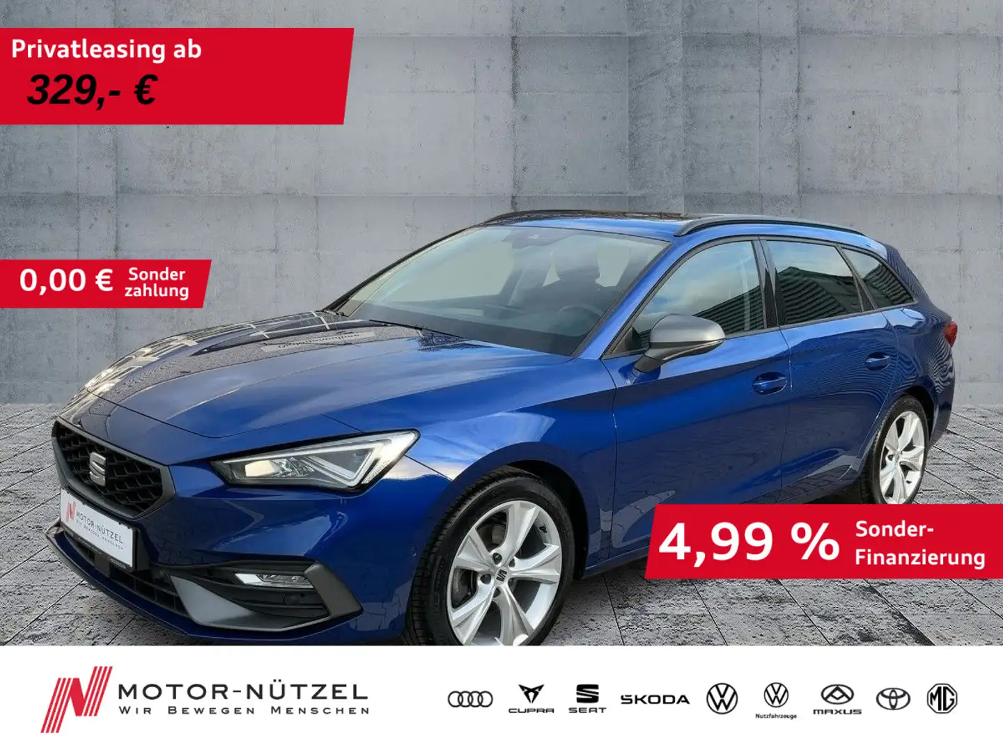 SEAT Leon ST 1.5 TSI FR-LINE LED+NAVI+AHK+PANO+ACC+VC Blau - 1