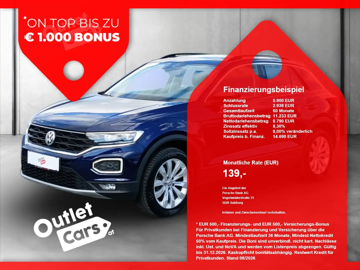 Volkswagen T-Roc 1.0 TSI Design Pano+ASSIST+LED+NAVI+Pano Blau - 1