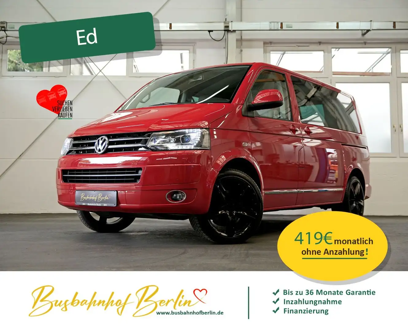 Volkswagen T5 Multivan Highline BiXenon LuftStandhzg.Leder Rot - 1